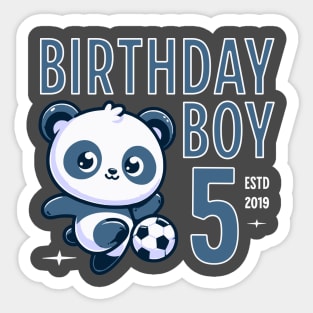 Cute Soccer Panda - 5th Birthday Party Sticker